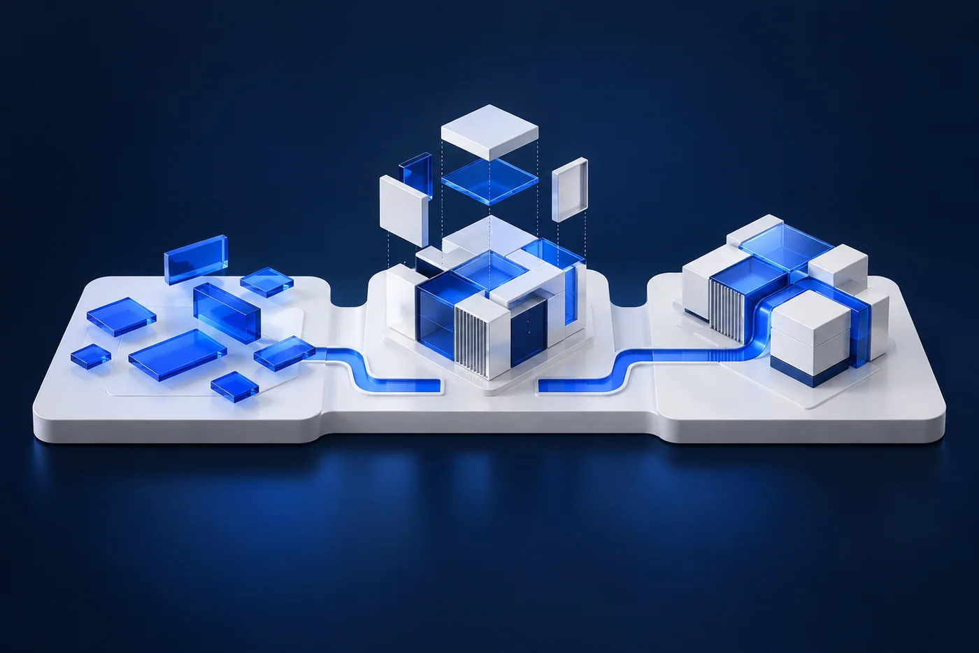 Conceptual illustration of planning, building, and testing a connected system